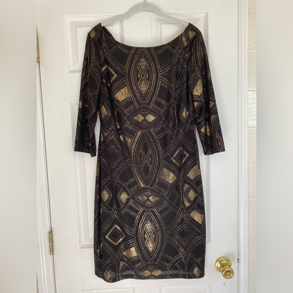 Women’s black and gold metallic dress